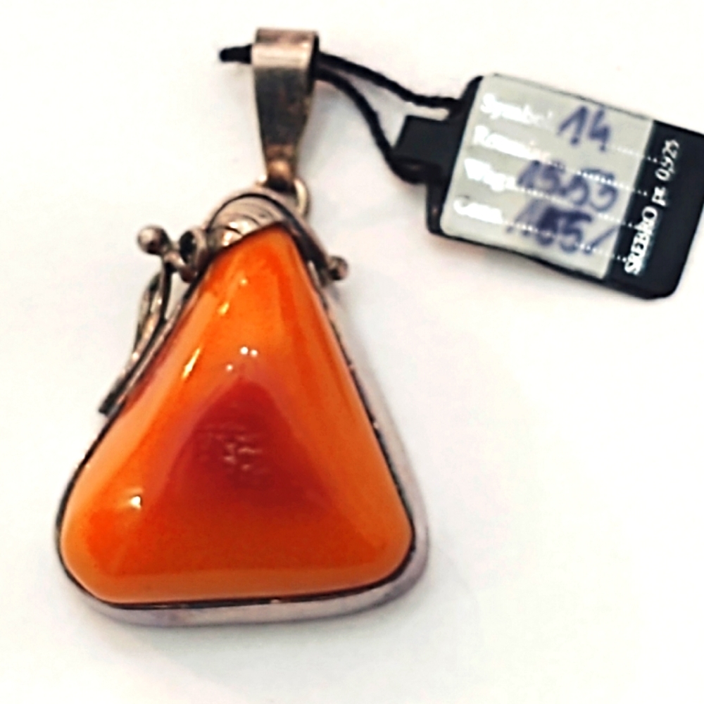 Vintage Oversized Butterscotch Baltic Amber Pendant set in Sterling Silver- New